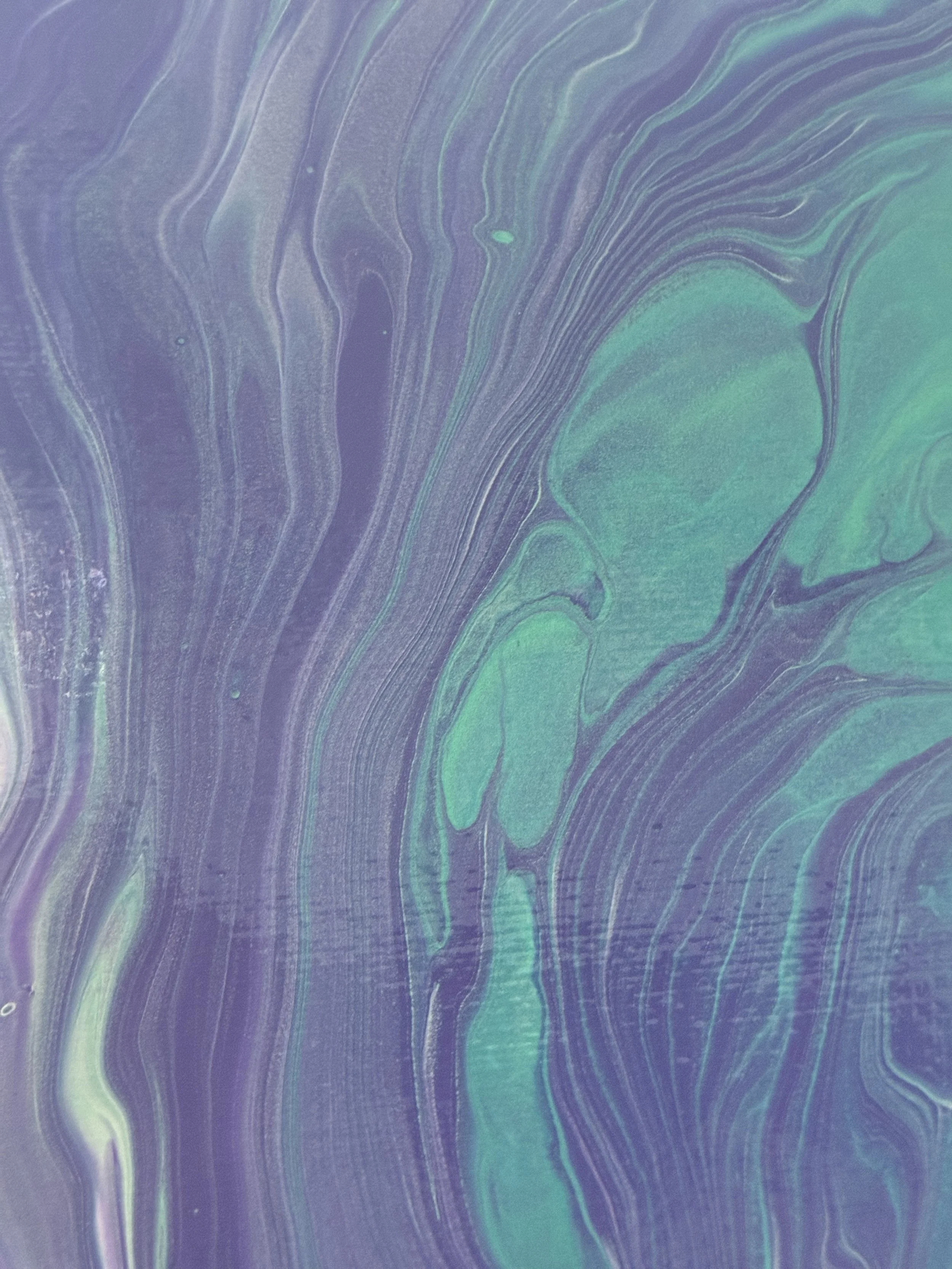 An intimate view of Sea Glass Veil revealing the intricate layers, soft transitions, and fluid movement that give the artwork its depth and ocean-inspired character.