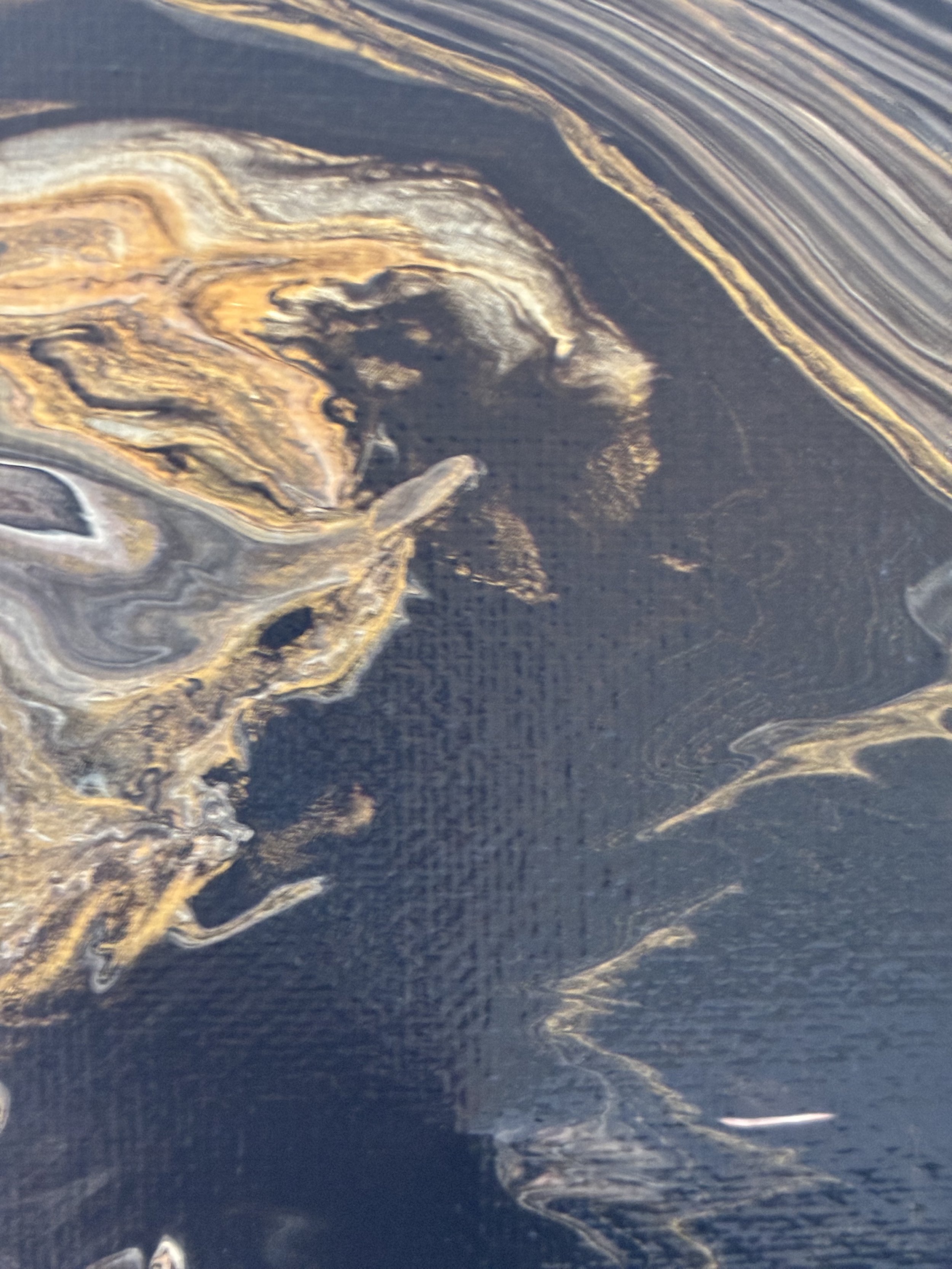Intricate layers of black, charcoal, silver, and bronze reveal the flowing textures and mineral-inspired movement at the heart of Blackwater Vein.