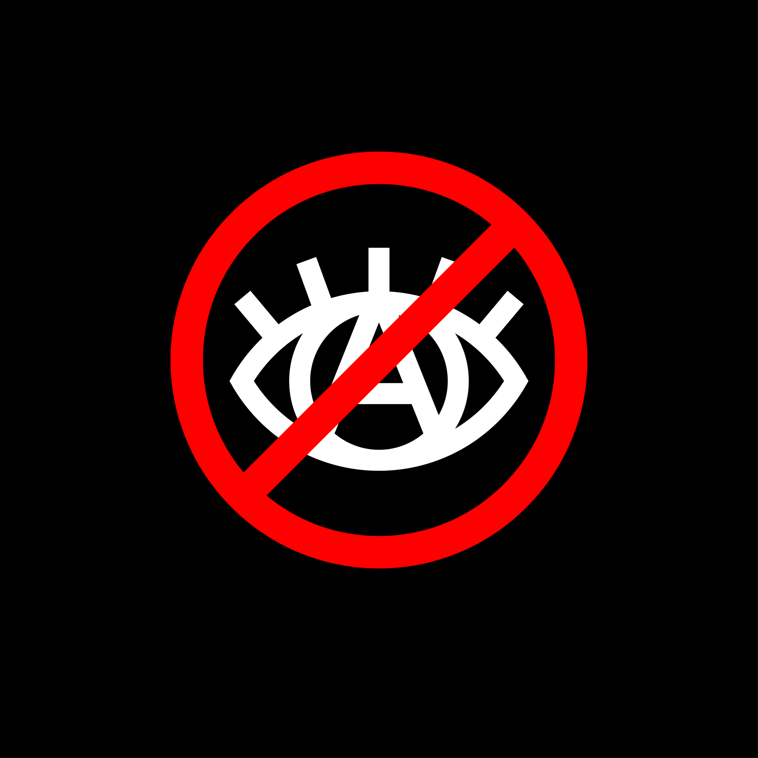 Icon featuring the Letter "A" in side an Eye, surrounded and crossed out with a red line.