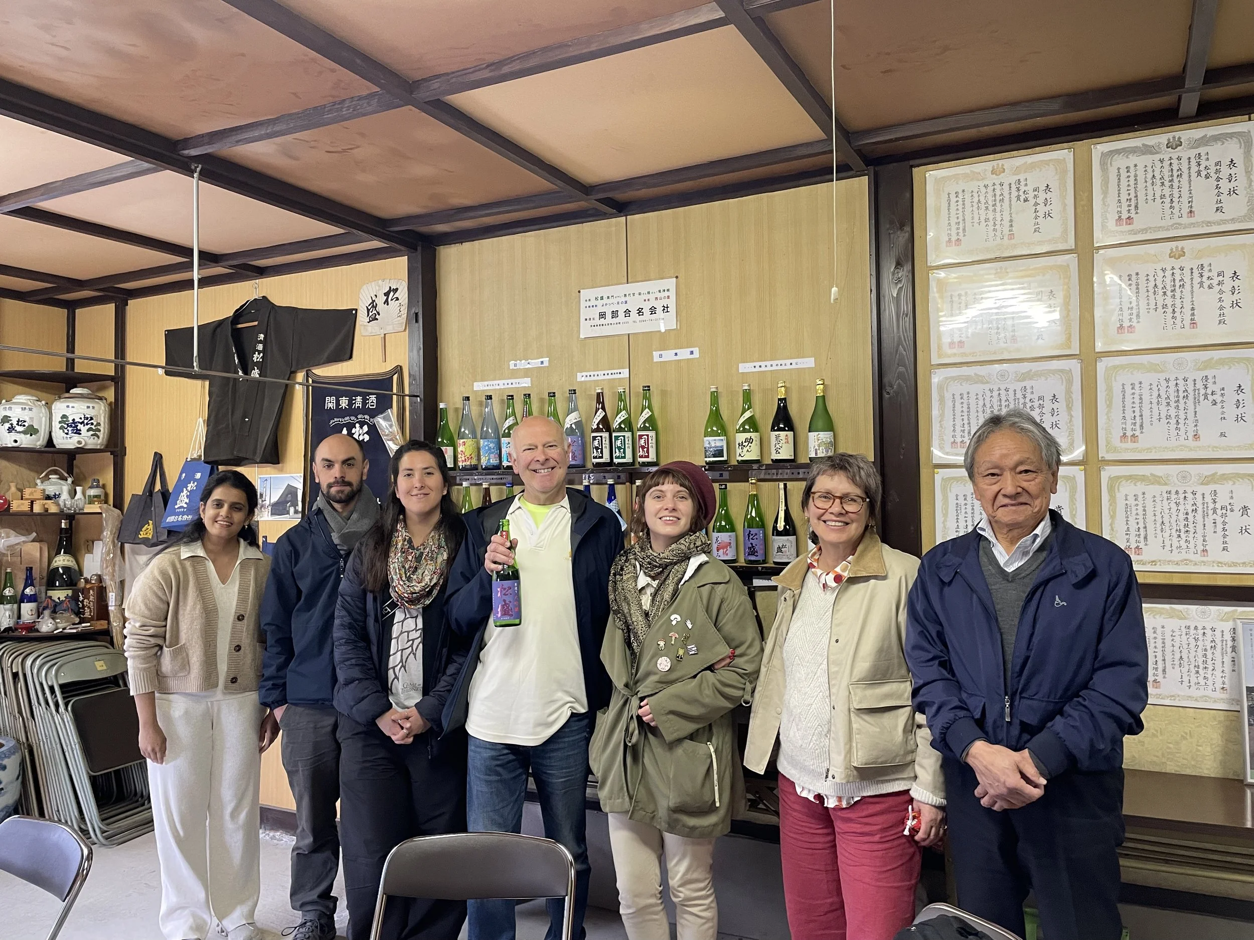 Foreign travelers visiting a sake brewery in Ibaraki