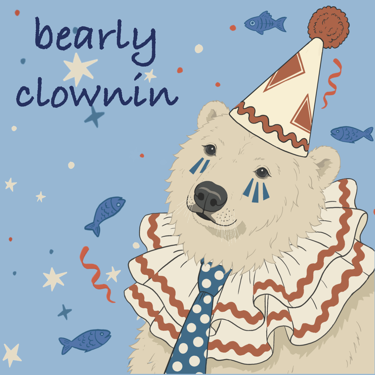 Bearly Clownin Sticker