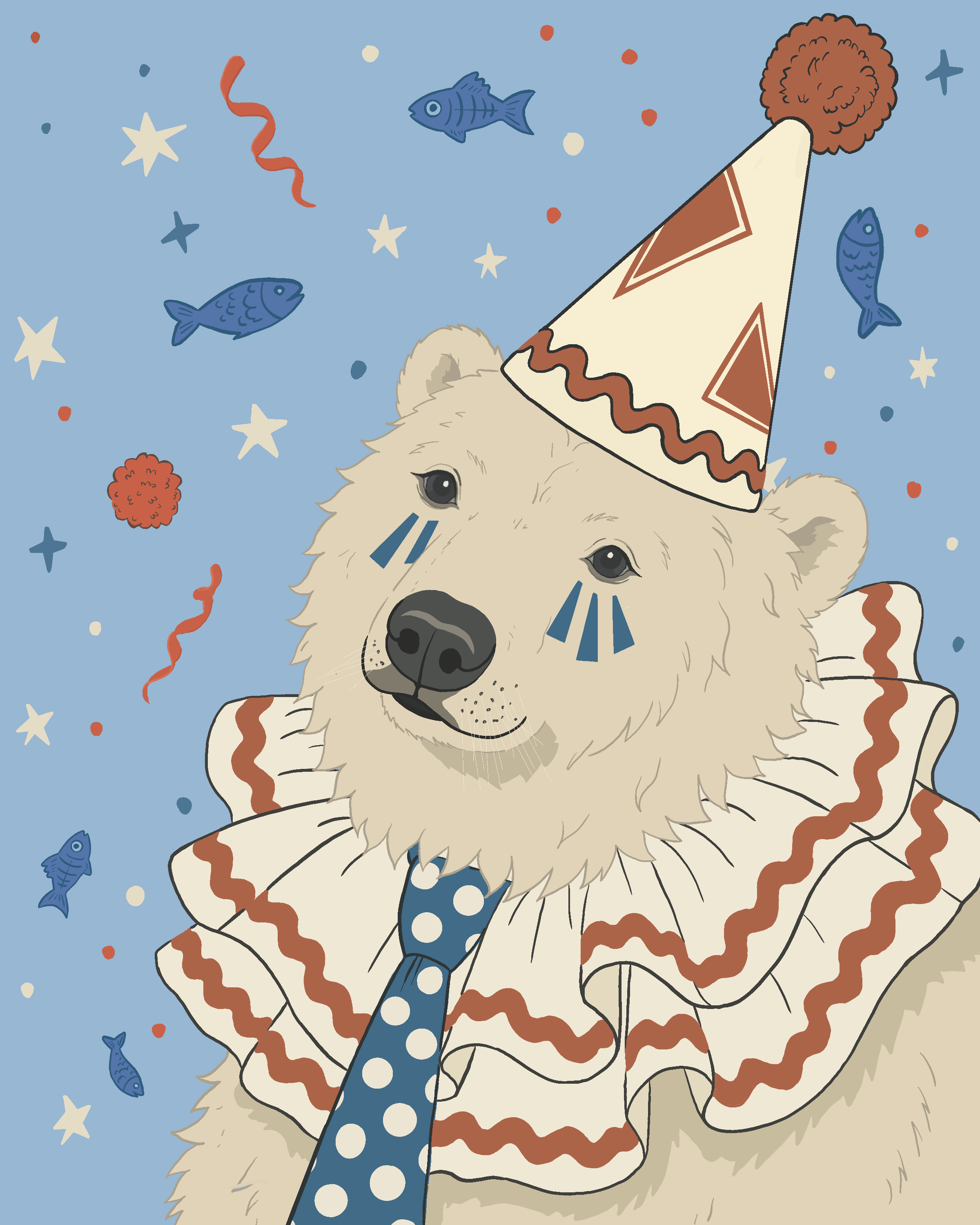 Bearly Clownin Print