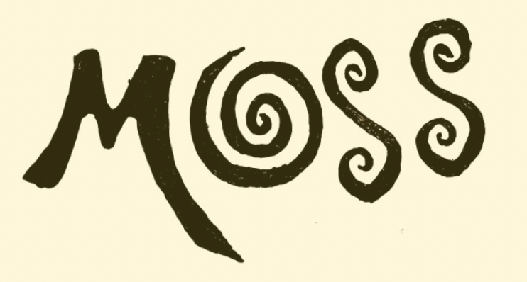 Illustration of the word "MOOS" in stylized, curly, black lettering on a light background.