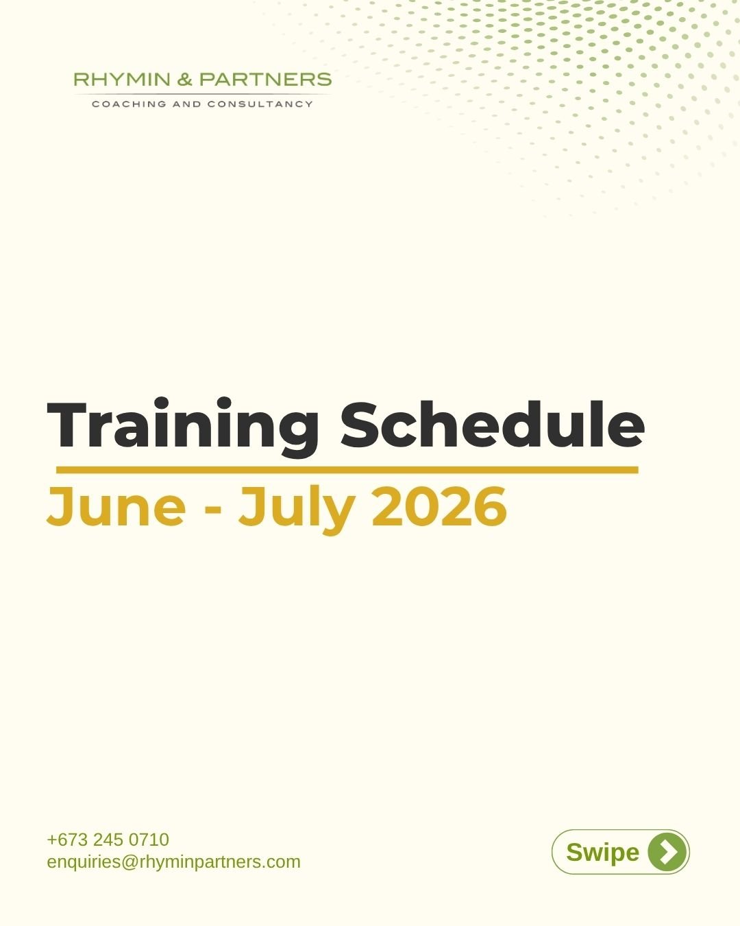 Level up your skills this coming June - July 2026 with our upcoming technical professional training programmes. 

Register today and secure your seat!

#BruneiTraining #WorkforceDevelopmen #DigitalSkills #ProfessionalTraining
