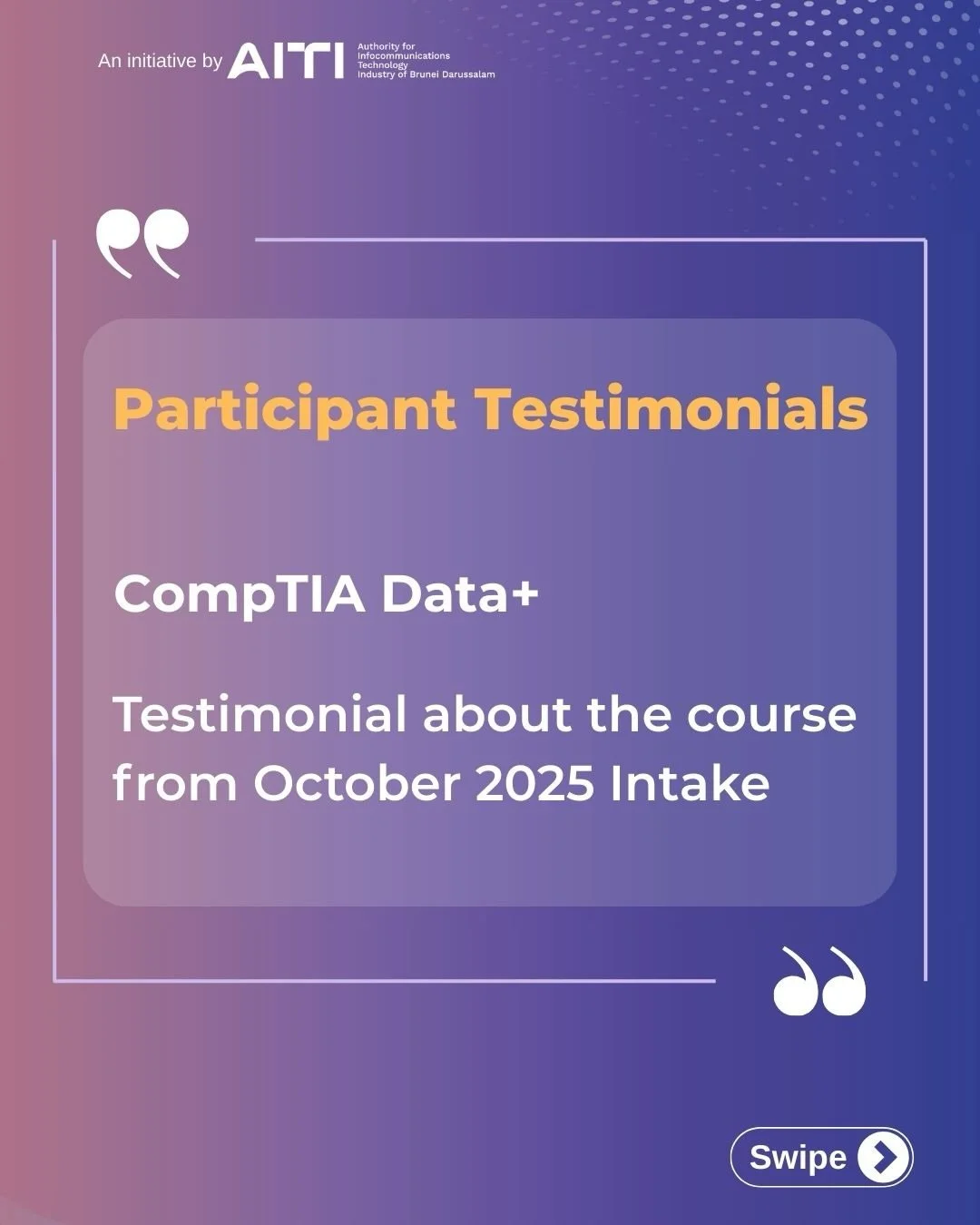 Testimonial from one of the participants from our second batch of CompTIA Data+. 

The training provided value of balancing theory with hands-on labs, helping them better understand and apply data concepts in real-world scenarios.

#DataAnalytics #Co