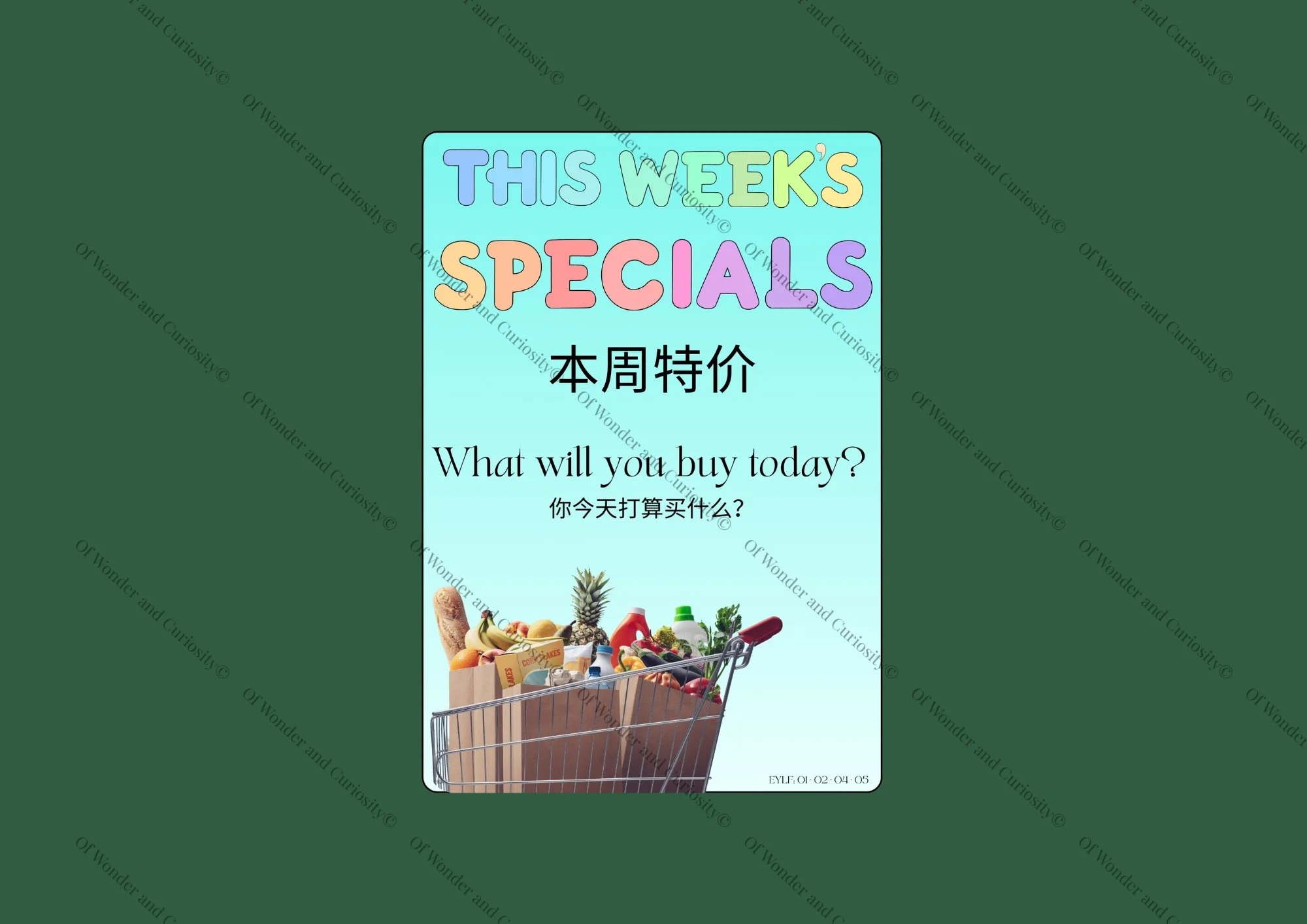 Market Play Sign Set (English & Mandarin)