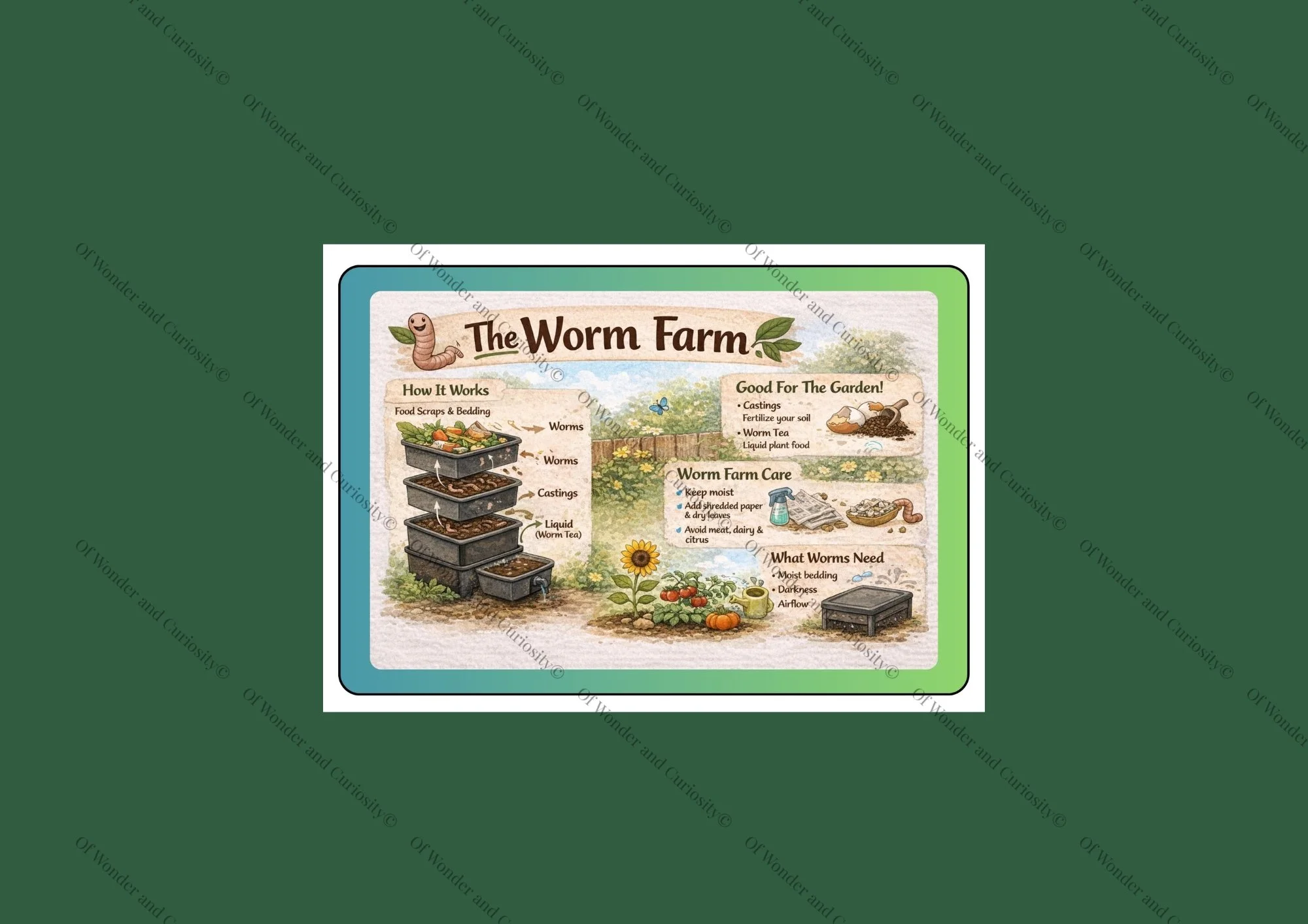 A3 Worm Farm Learning Sign Set