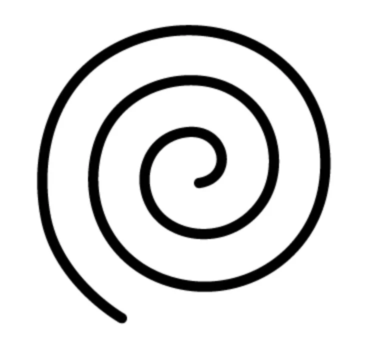 Black spiral drawing on a white background.