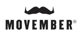 Movember logo with a stylized moustache above the text 'MOVEMBER'