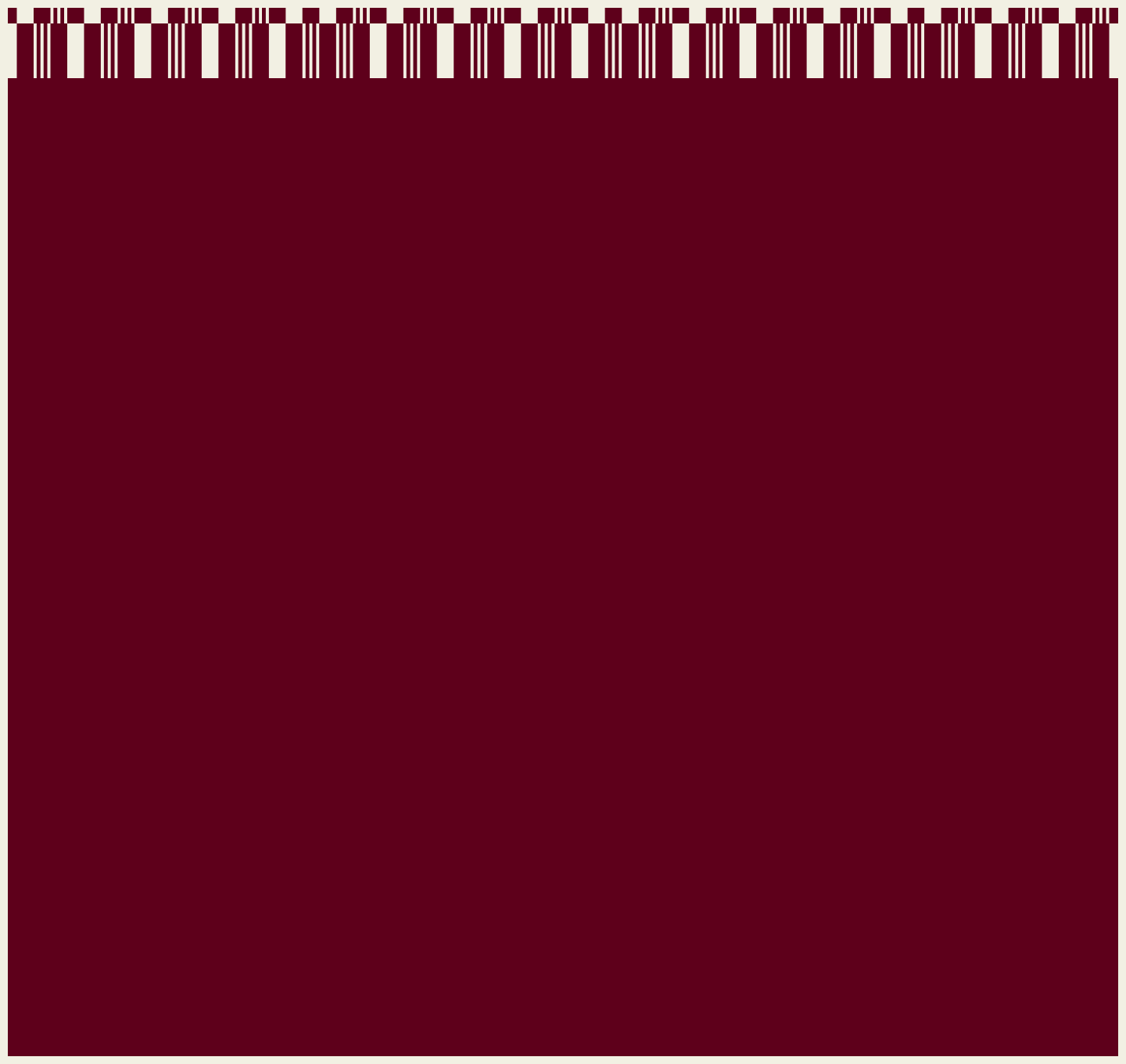 A barcode on a maroon background.