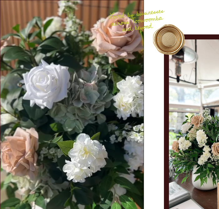 A floral arrangement with pink roses, white roses, hydrangeas, and greenery in a vase, with a bright, naturally lit background.