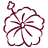 Outline of a stylized flower or floral design.