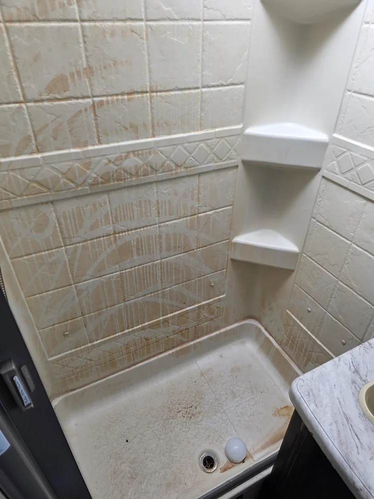 RV shower before