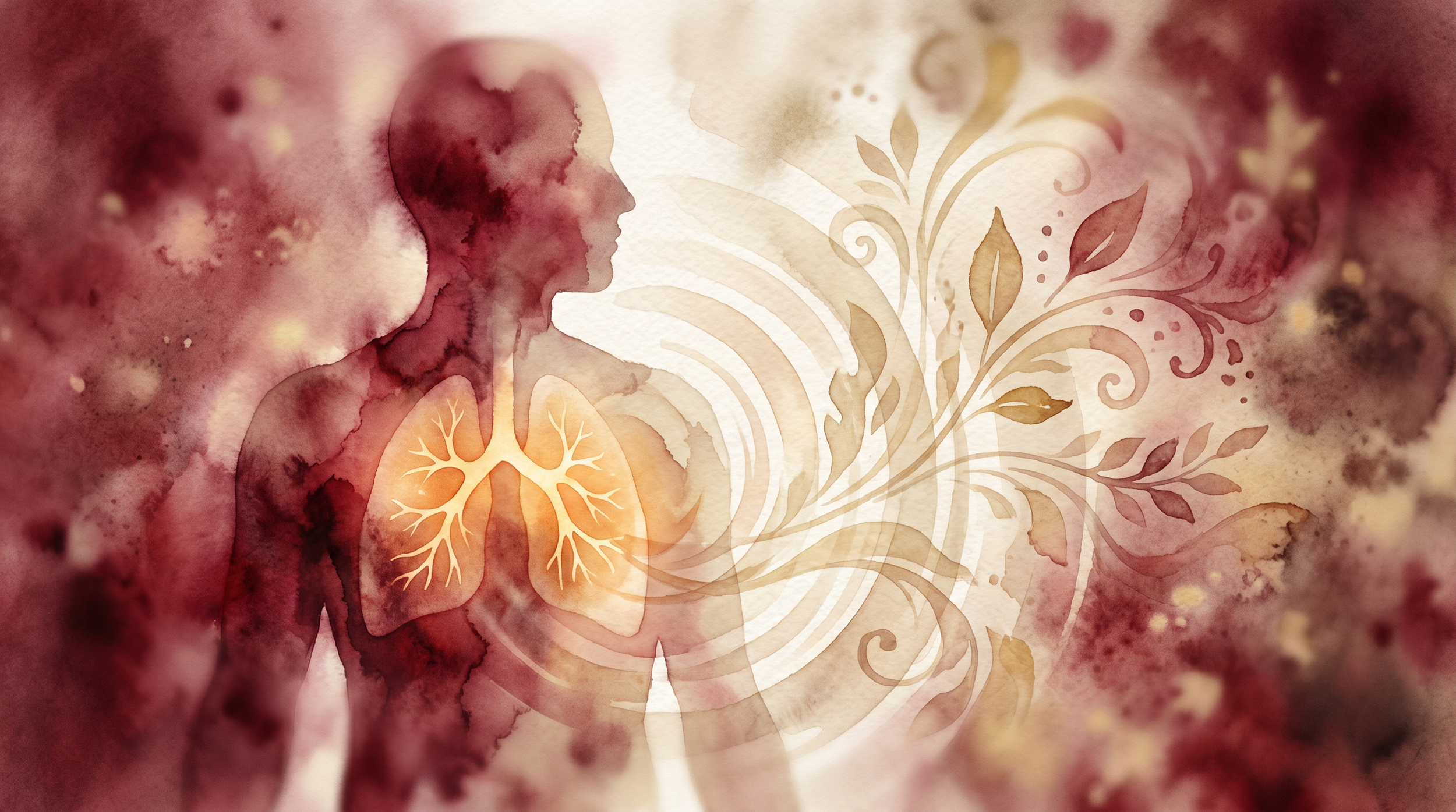 Illustration of human lungs and breath, breathwork healing session, online or in Airlie Beach Queensland