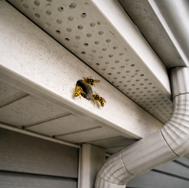 wasps entering weep hole in stucco wall