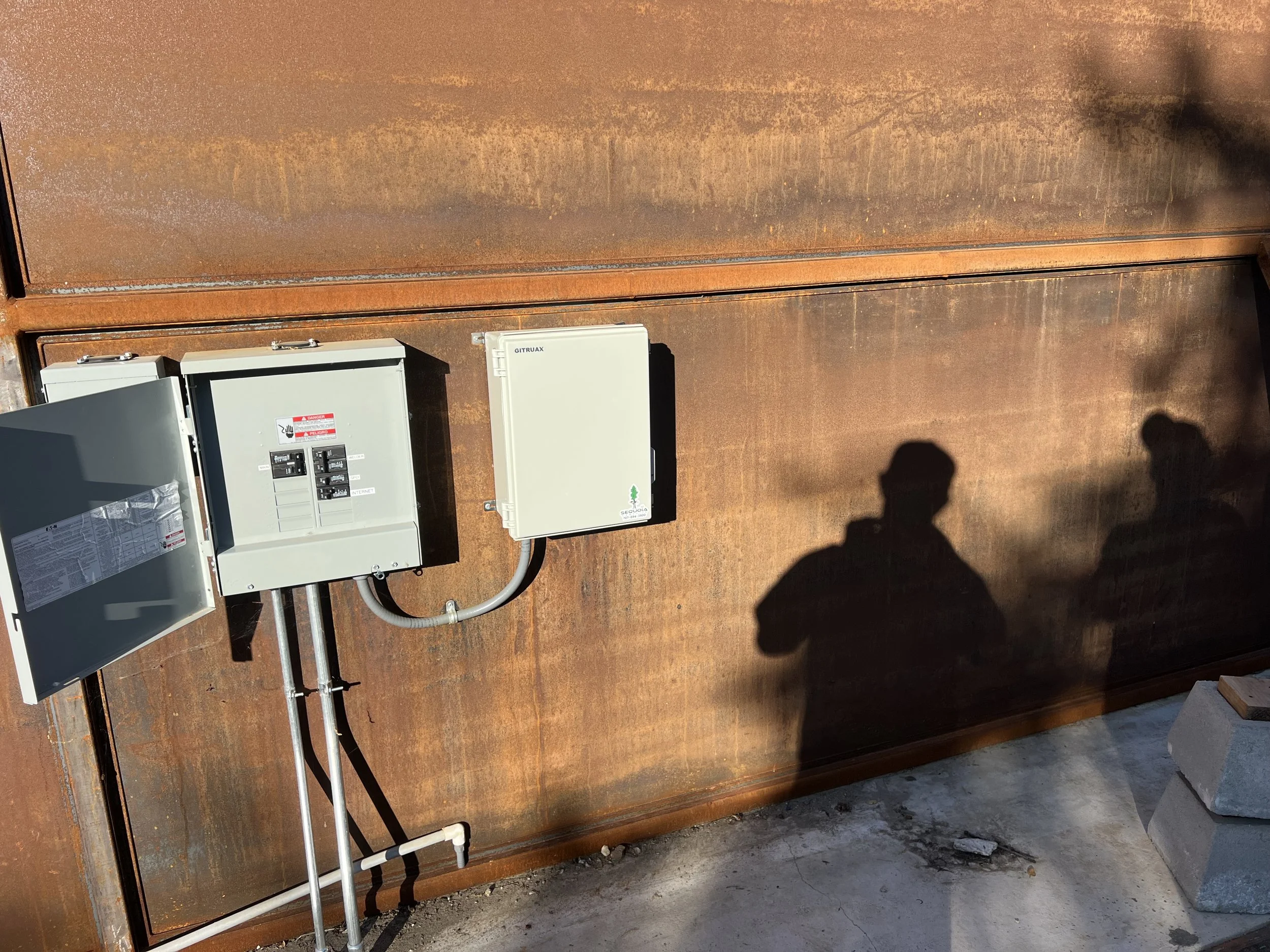 Exterior electrical panels conduit installation
