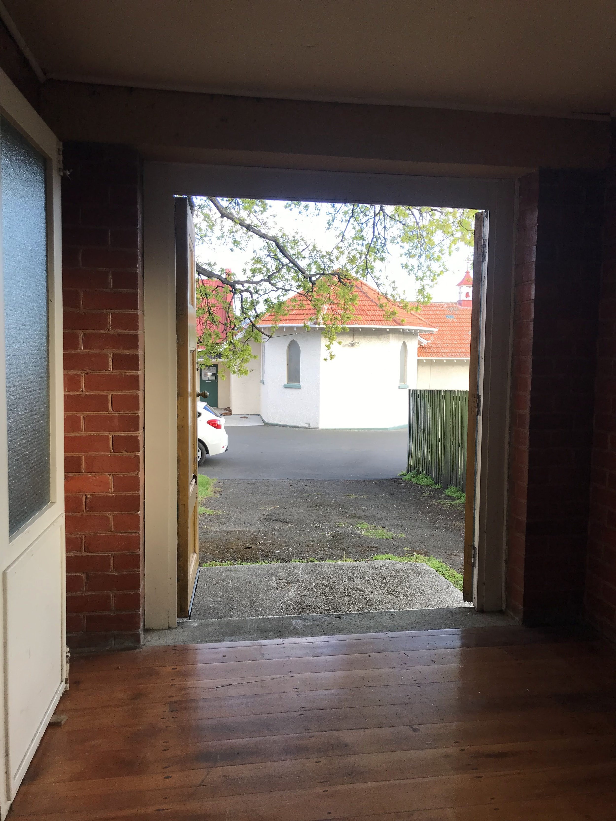 looking out to the church