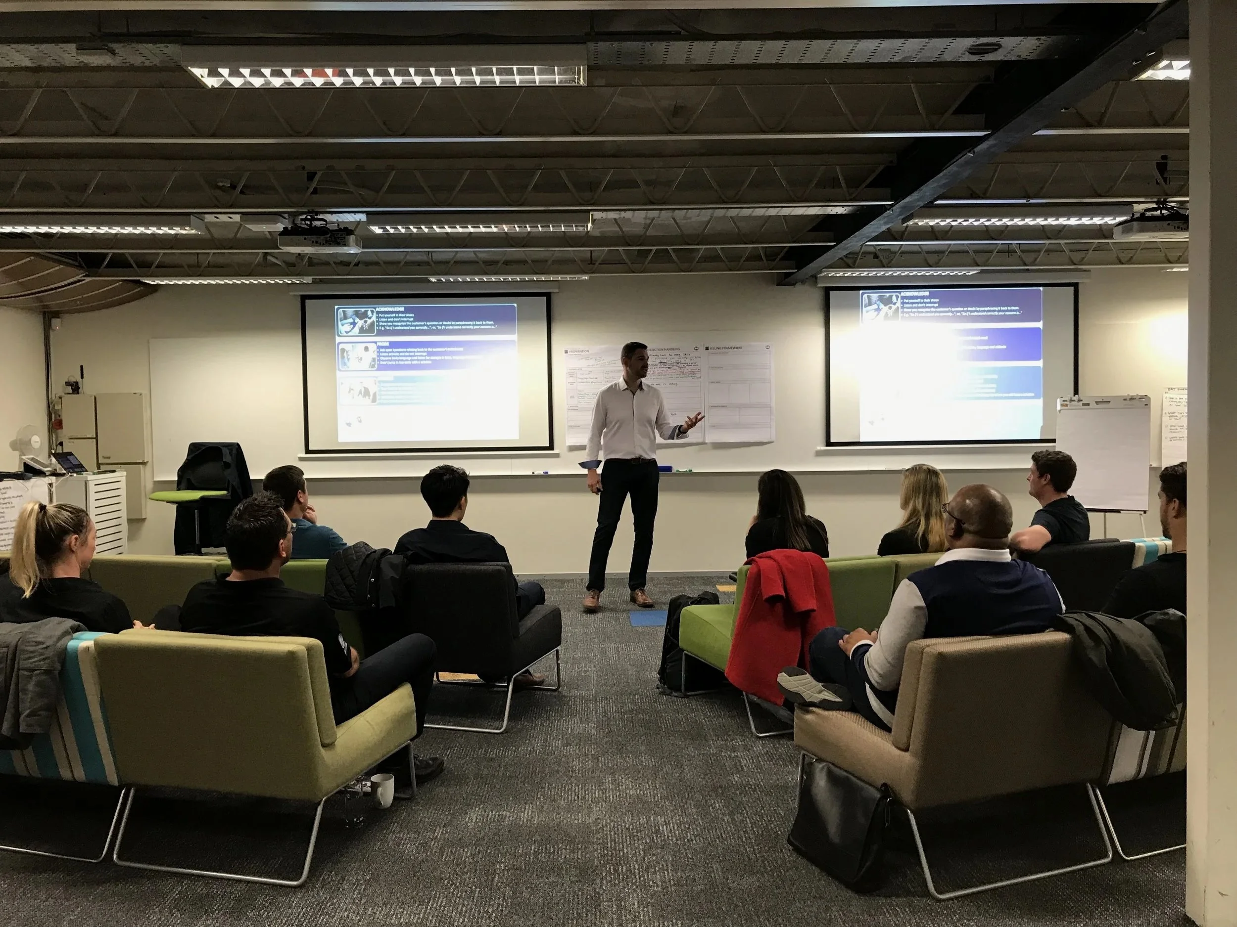Commercial Academy participants working through a live commercial scenario
