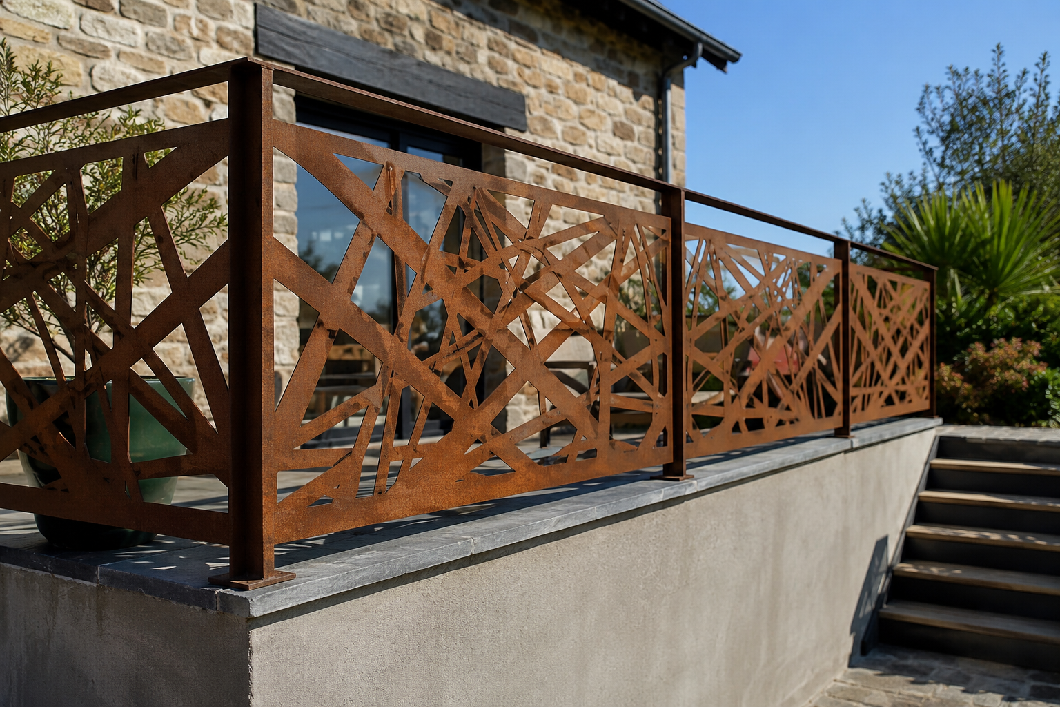 garde corps en acier corten sur mesure