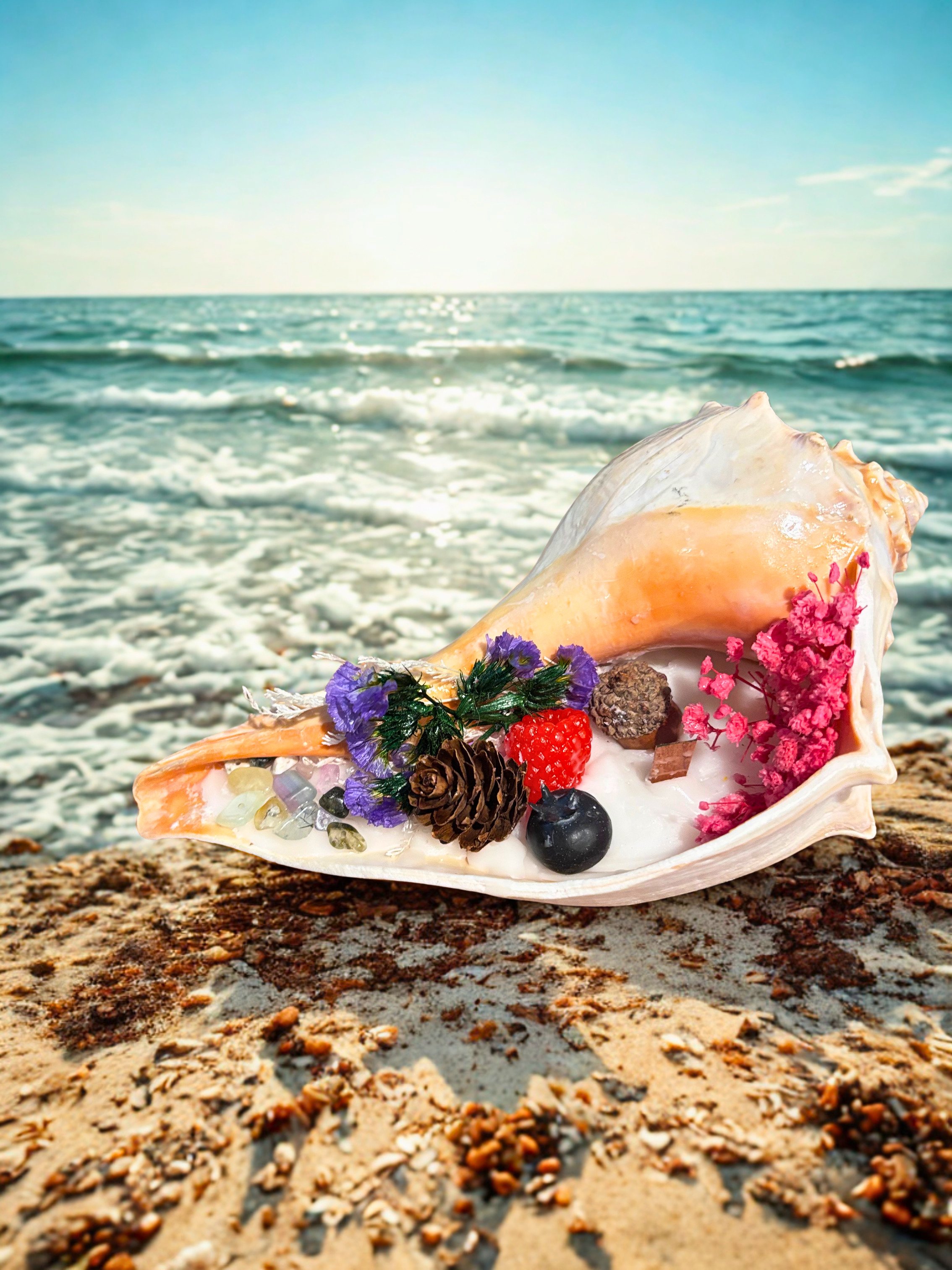 Charming Jumbo Whelk Seashell,  XL Scented Seashell.