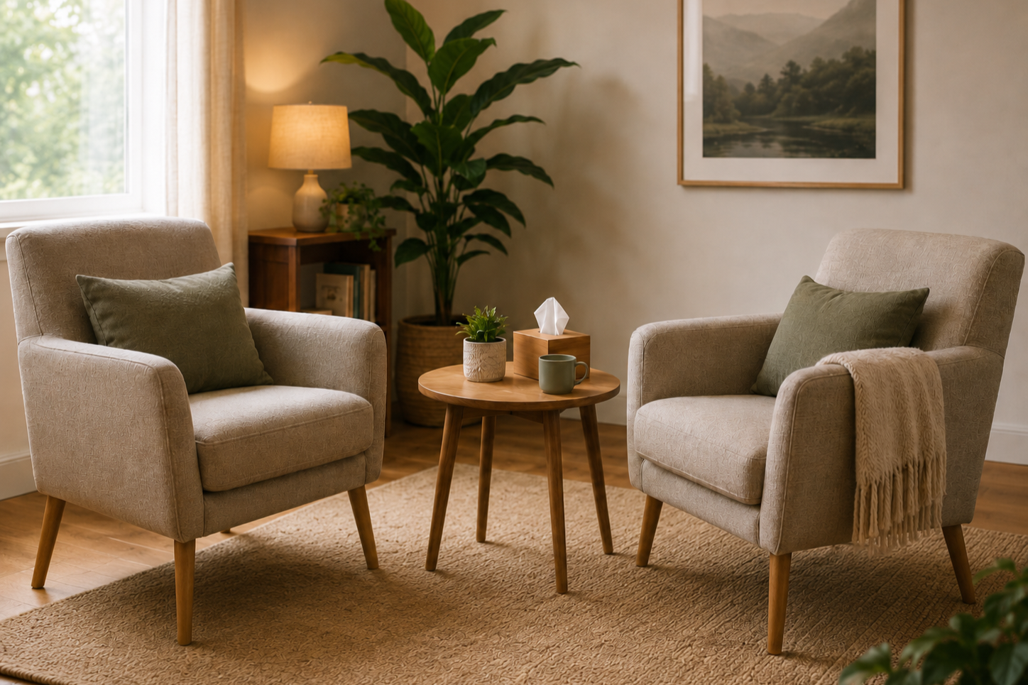Two chairs in a counsellor's office