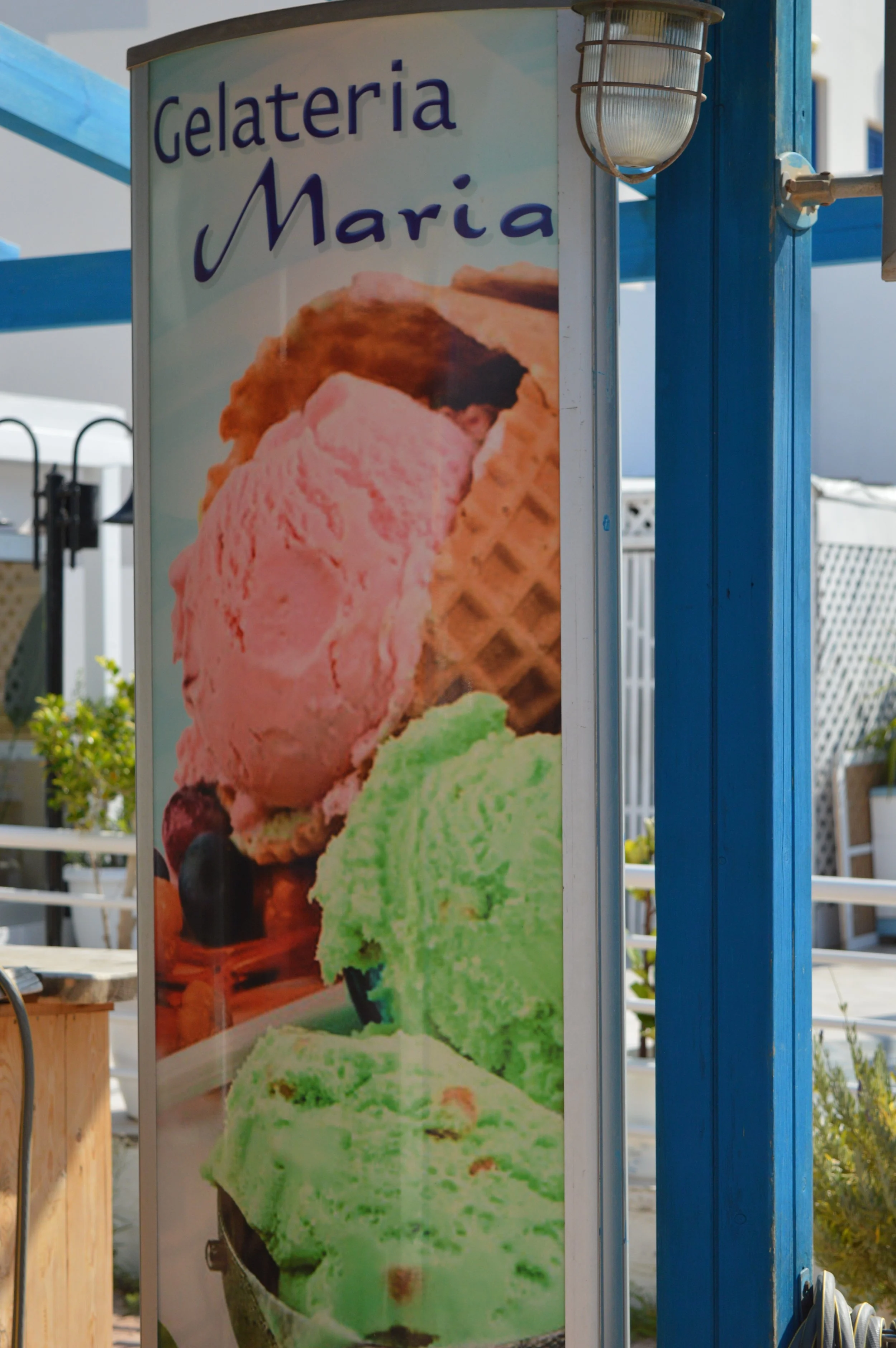 Gelateria Maria - Sign for Gelateria Maria featuring images of various ice cream flavors.