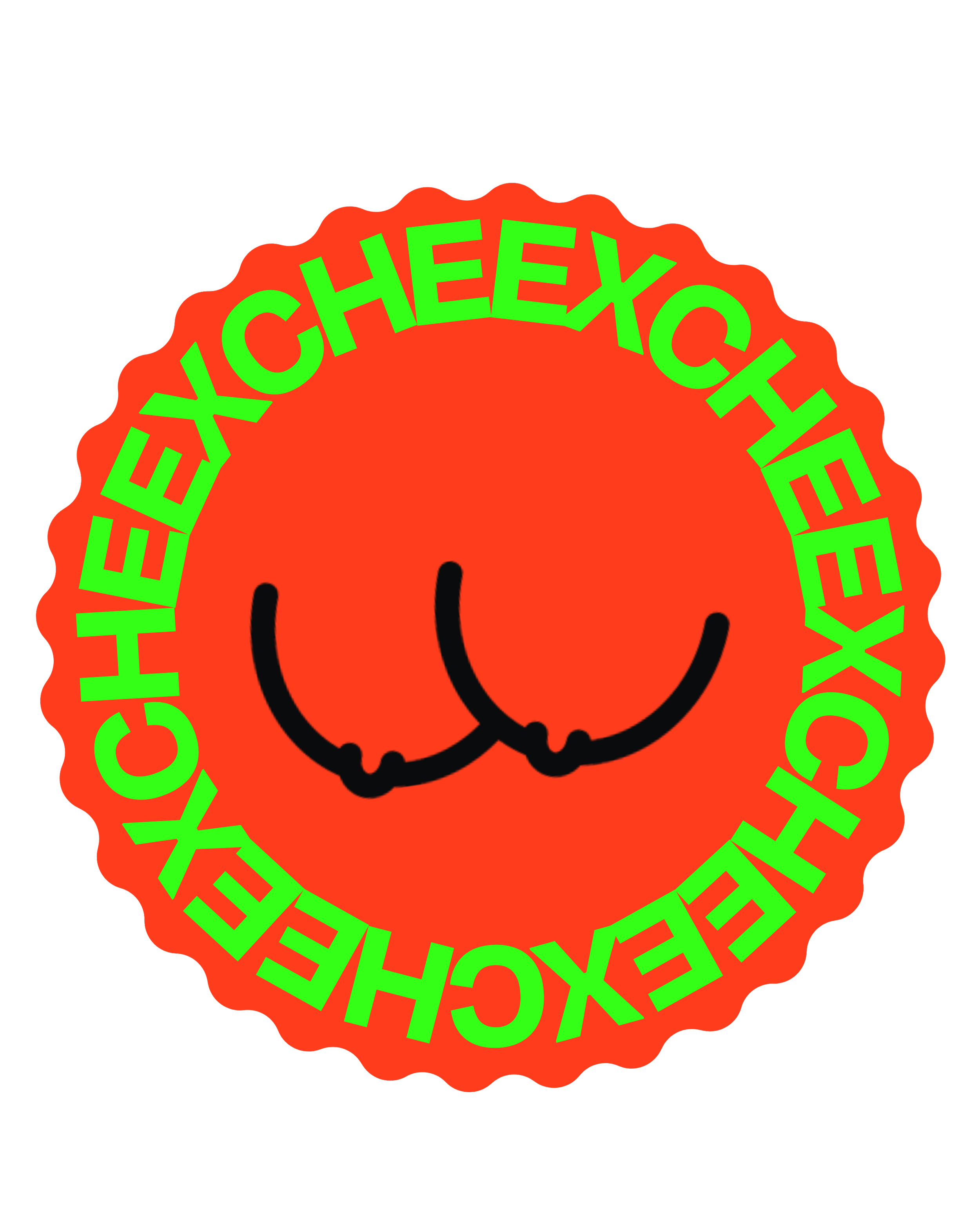 A red circular badge with a black outline features the phrase 'CHECK YOUR HECKBOX' in bright green text arranged around the top and bottom of the circle, with a black smiley face in the center.