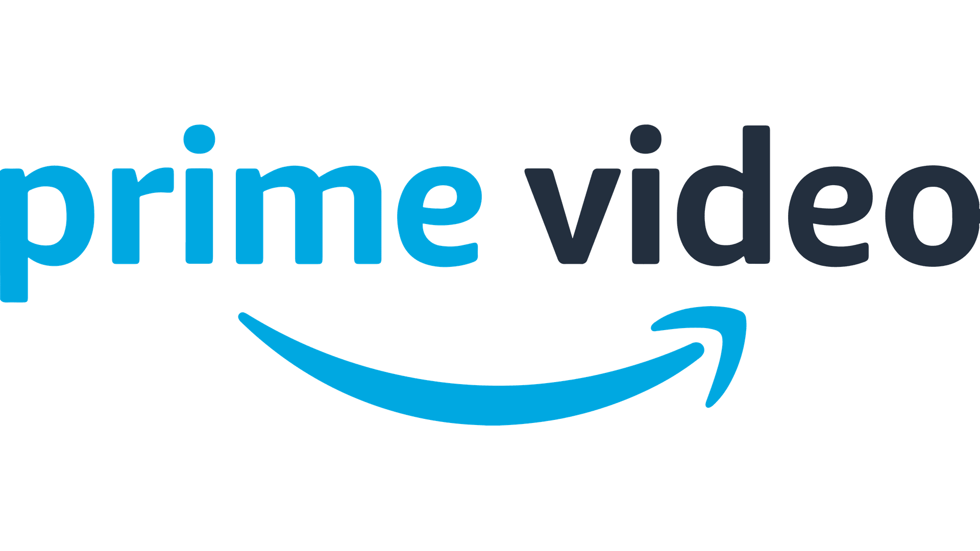 Amazon Prime Video logo with blue and dark blue text and a curved arrow below.