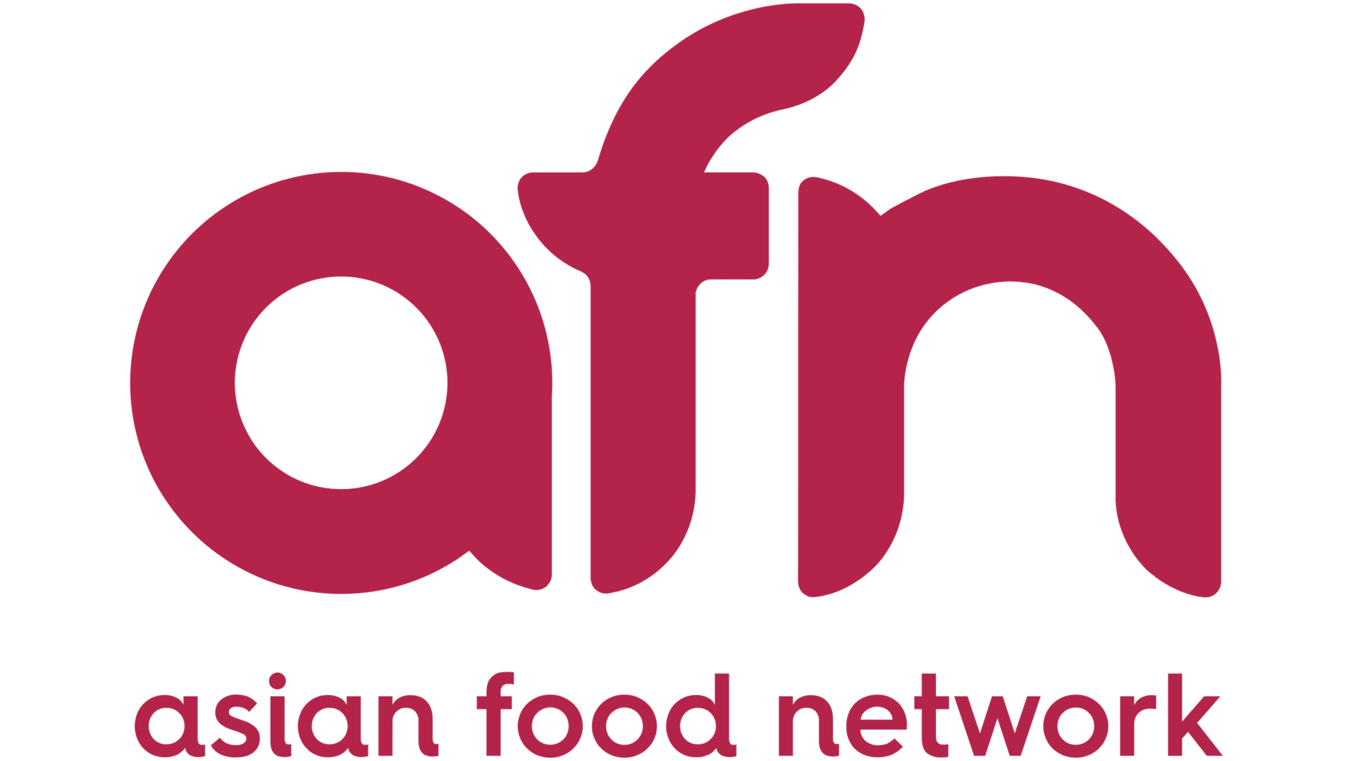 The logo of Asian Food Network featuring the words "afn" in lowercase with the "f" stylized as a bird, and the text "asian food network" beneath in red.
