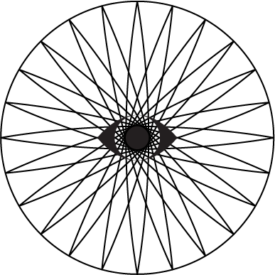 Stylized eye illustration in black and white.