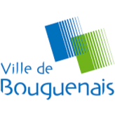 Logo de la Ville de Bouguenais avec des formes géométriques en bleu et vert.