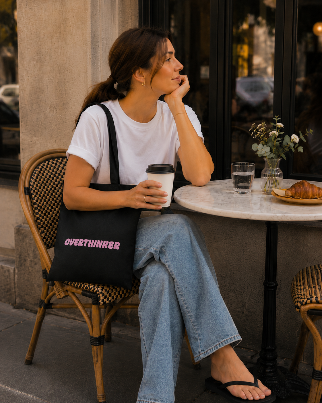 Overthinker Pink | Organic Bag Black