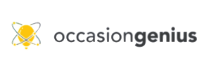 Occasion Genius logo with yellow and black icon and blue and black text