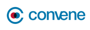 Convene logo with a stylized blue and red icon and the word 'Convene' in blue text.