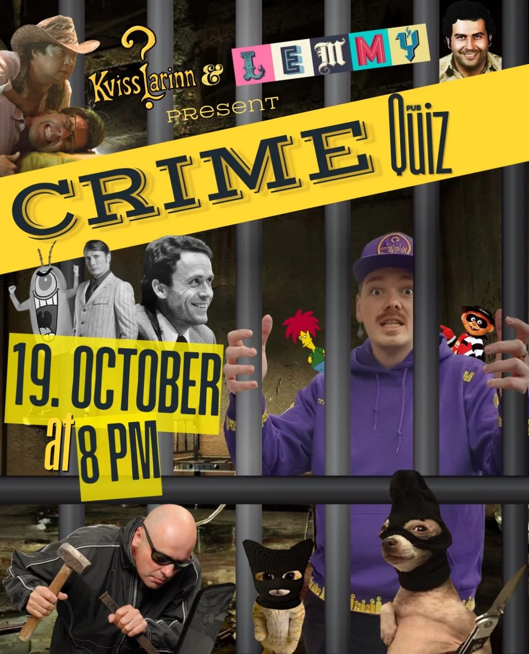 FREE ENTRY! 🙋&zwj;♂️🙋&zwj;♀️ BEER FOR 1200 KR! 🍻🪎 PRIZES?! 🏆🤯 Next monday we will NOT BE COMMITING CRIMES (🤫) But I DO have a criminally good quiz for you guys 🫆🥷 So pull up at Lemmy next Monday at 20:00! As always, for a chance at prizes an