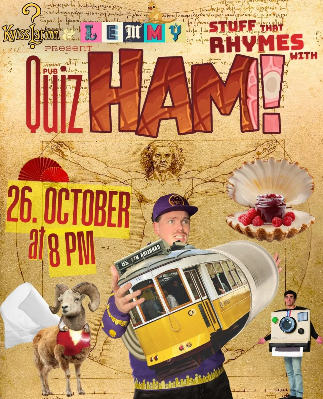 BEER FOR 1200! 🍺 FREE ENTRY! 💸 PRIZES! 🏆 You guys have voted and next Mondays jam is a quiz about stuff that RHYMES WITH HAM! 🐖 Goddamn fam 😩 Im really excited to see what I can cook up for you guys when we rhyme and look glam, so I can&rsquo;t 