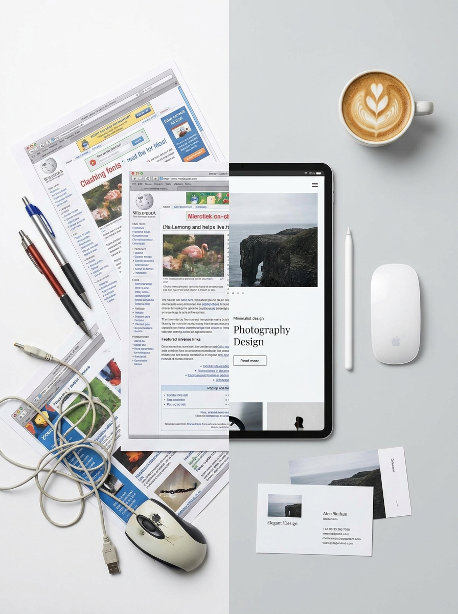 Comparison of cheap website design versus professional conversion-focused web design