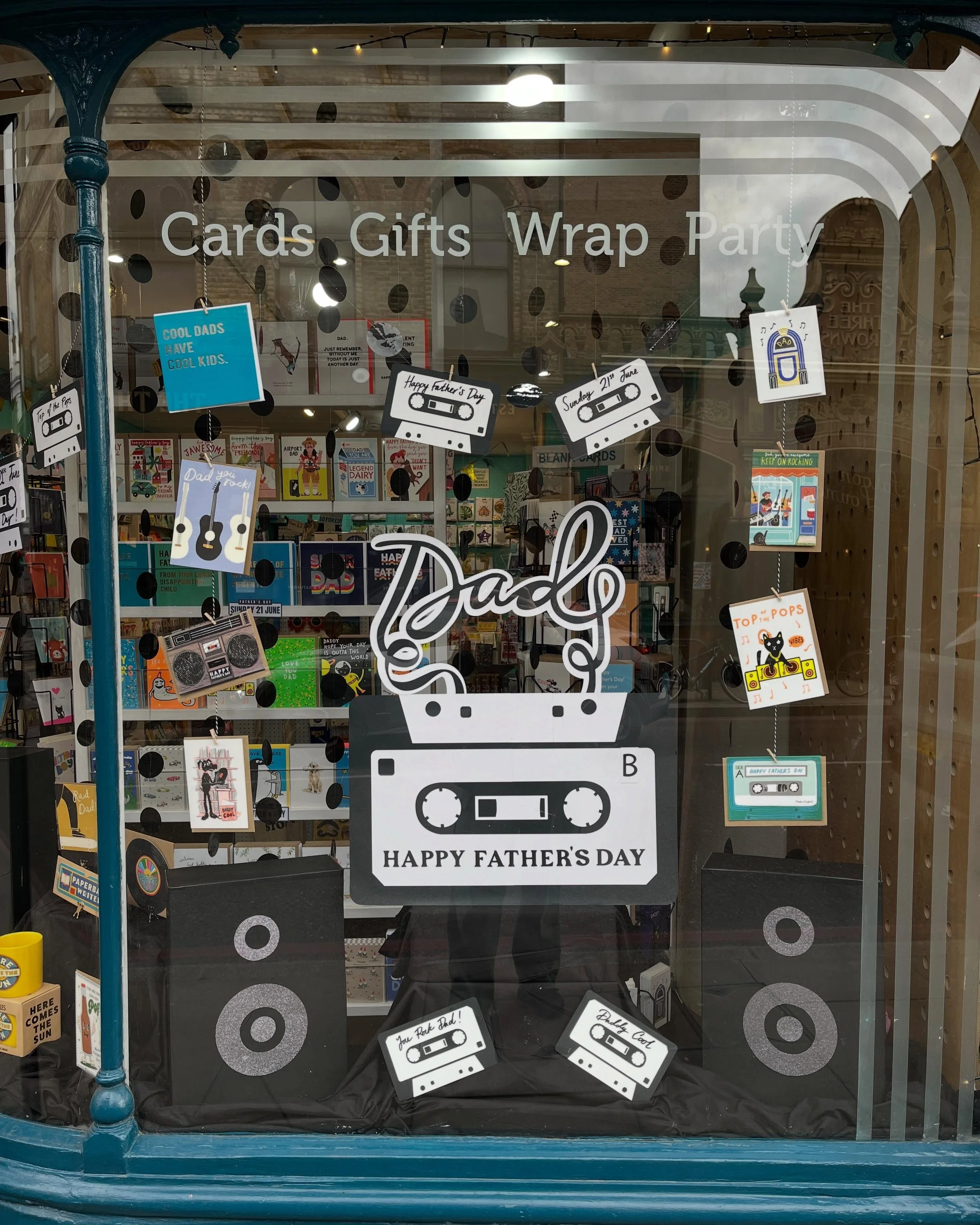 🎶 Father&rsquo;s Day Window 🎵 

Any music dad&rsquo;s out there? We&rsquo;ve got the window display (&amp; card) for them!

Four weeks until Father&rsquo;s Day - Sunday 21st June.  We&rsquo;ve got some cracking cards this year!