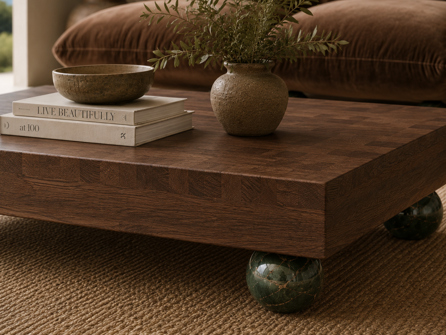 Dune Walnut  Marble Spherical Legs