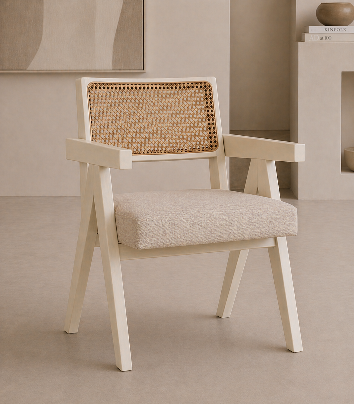 Cream Rattan Dining Chair