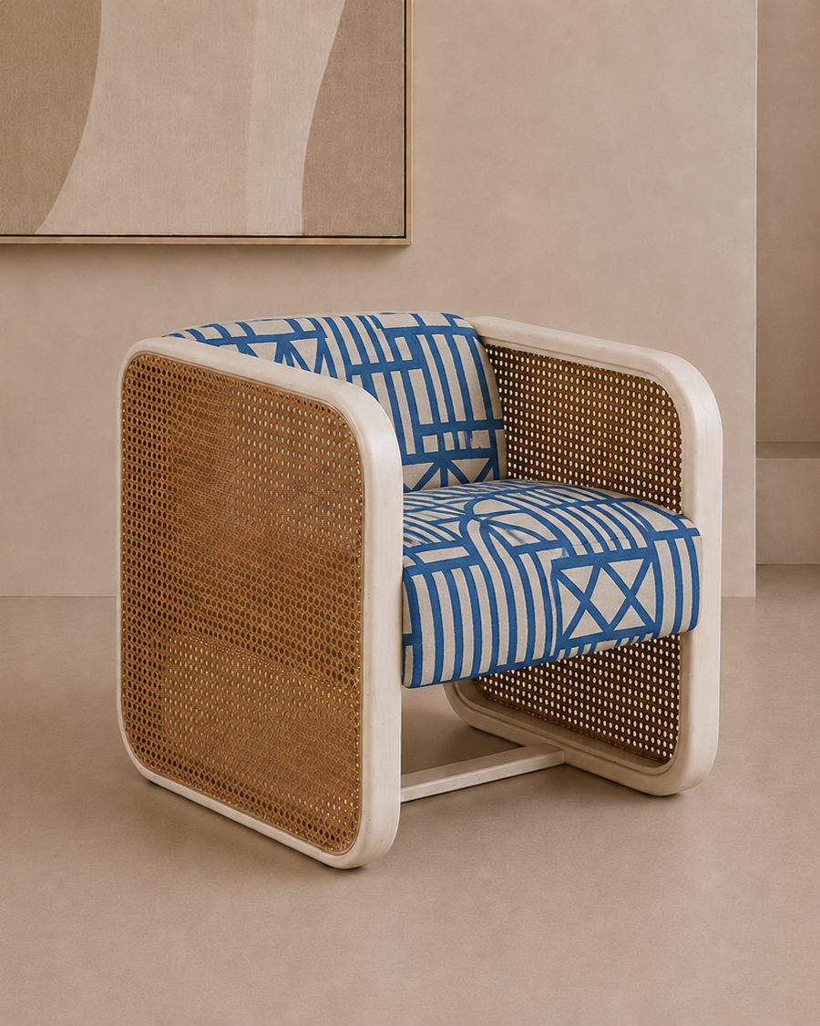 Geometric Rattan Azure Lounge Chair