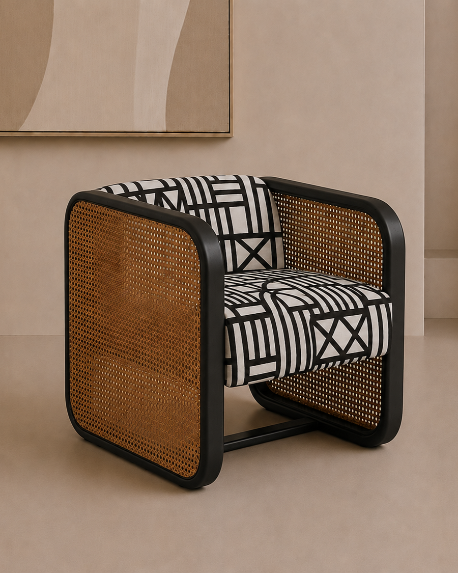 Geometric Rattan Midnight Lounge Chair