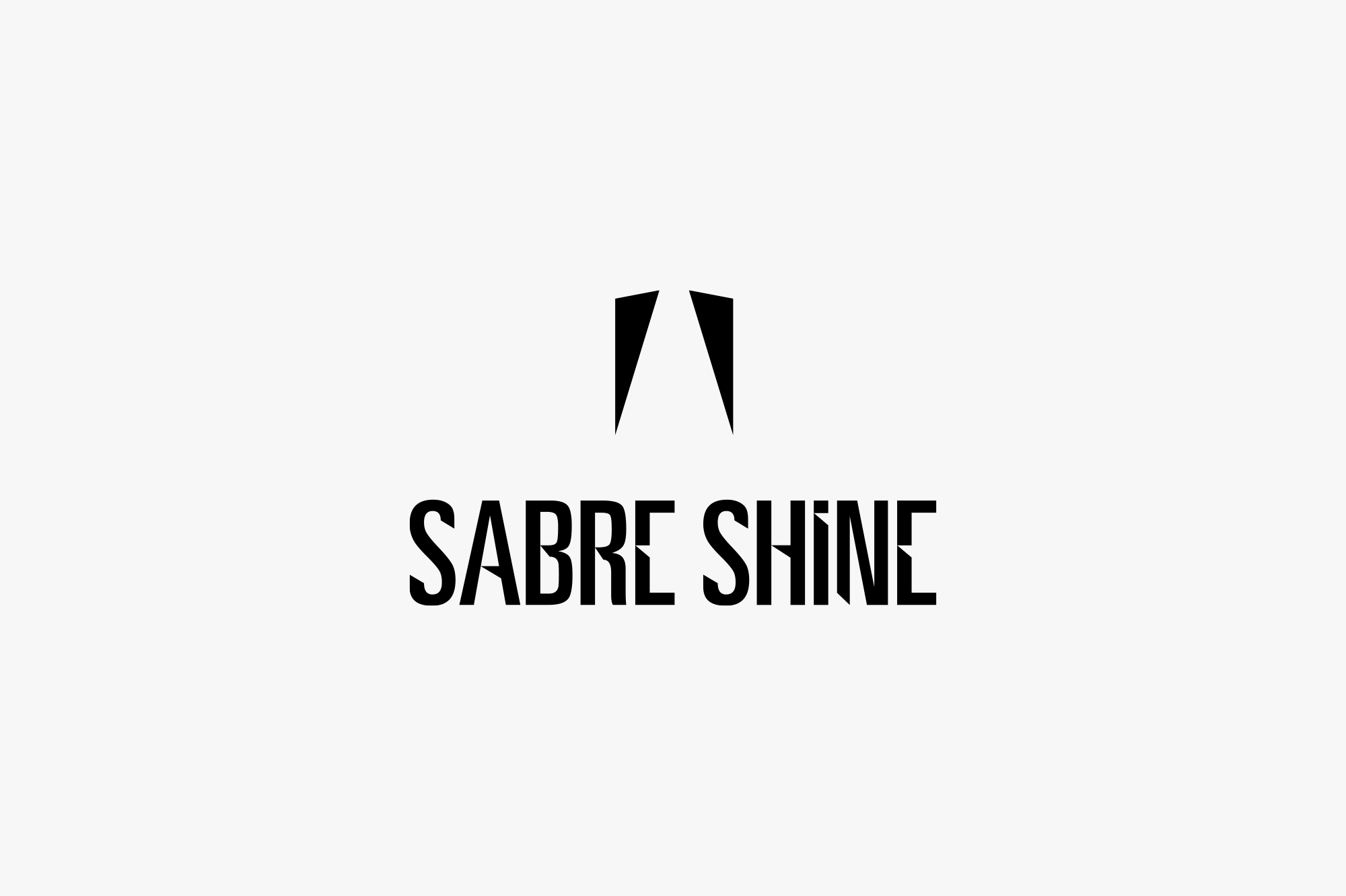 Minimalist logo with two black shapes forming a 