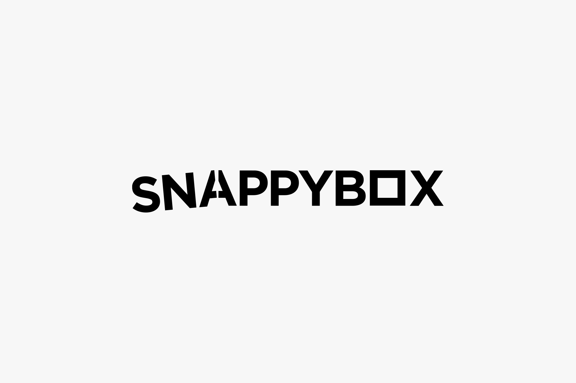 Snapbox logo in black text with stylized letters on a white background