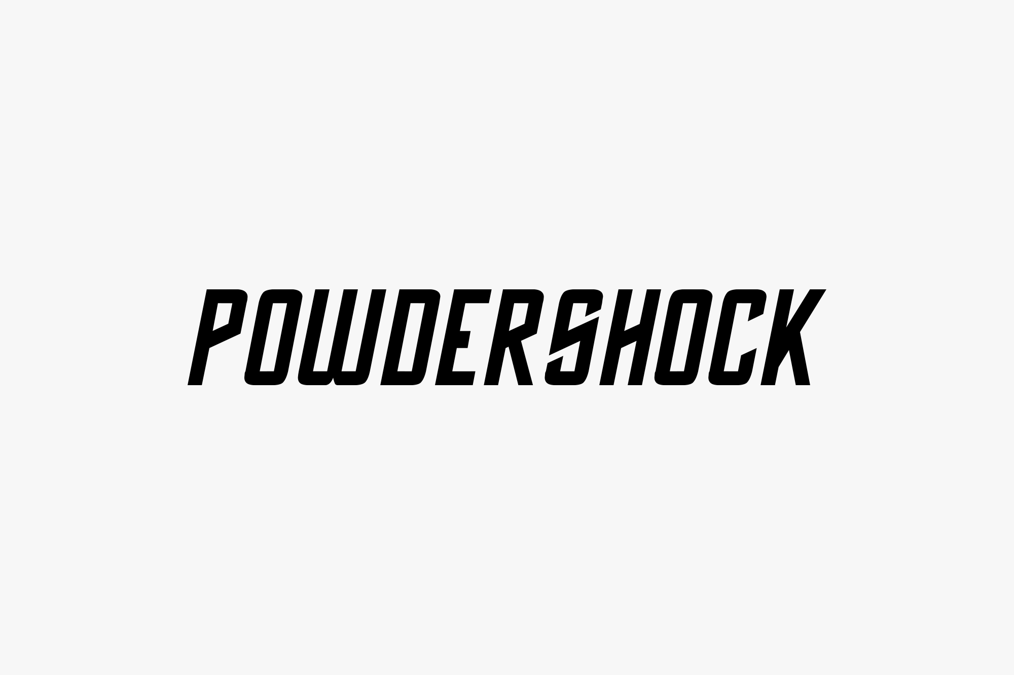 Powershock logo in black text on a light gray background