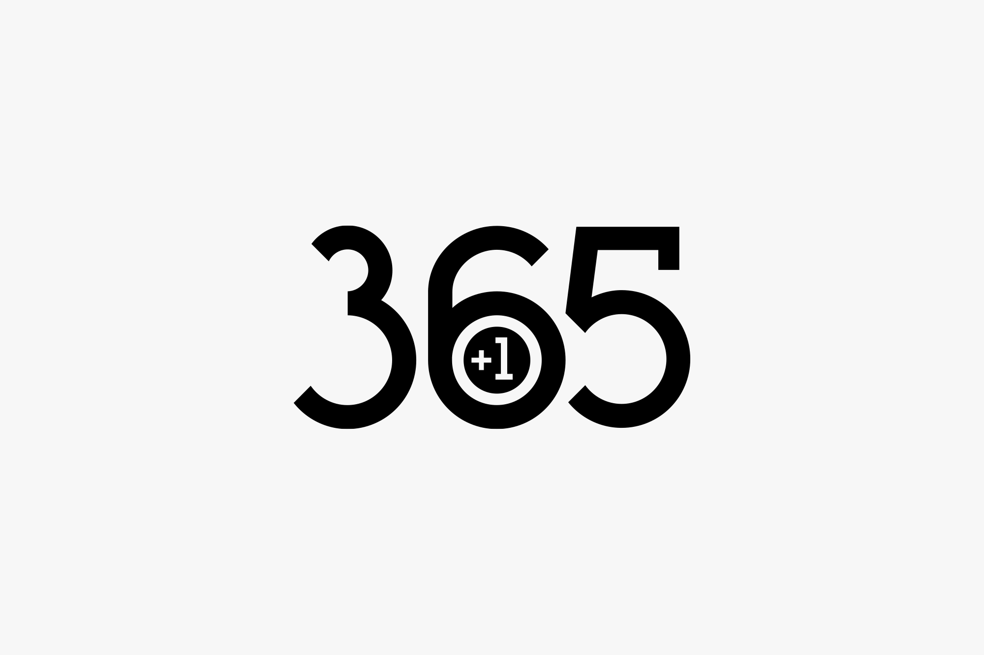 Number 365 with a small circle in the middle showing +1.