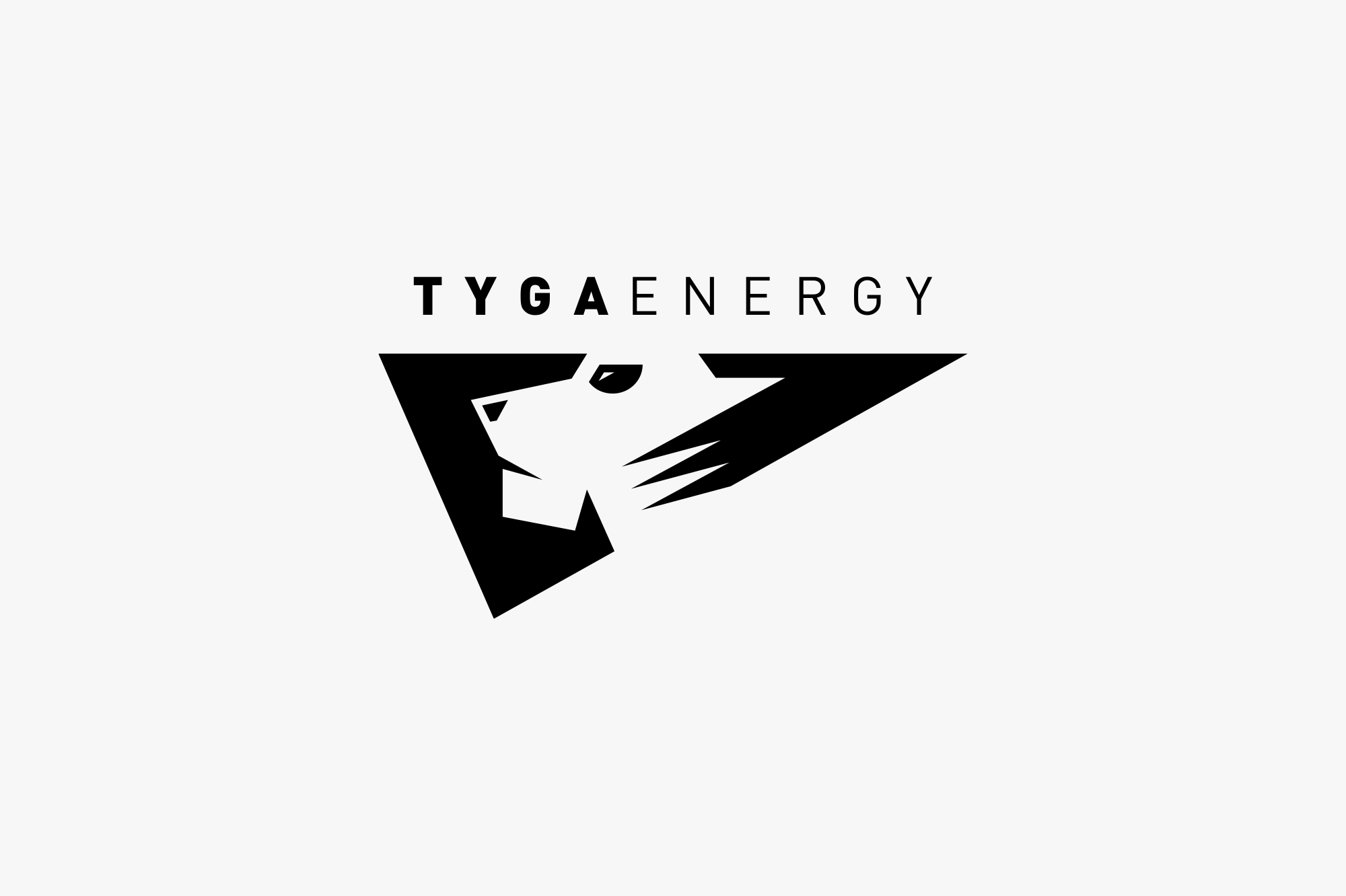 A black and white logo featuring a stylized lion's face and the words 'TYGA ENERGY' above it.