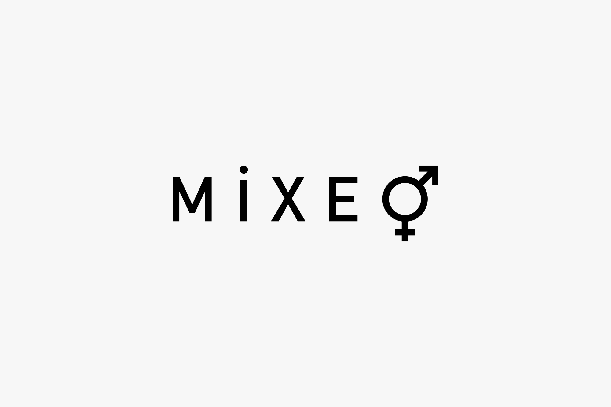 The word 'MIXED' with gender symbols for male and female replacing the letter 'E'.