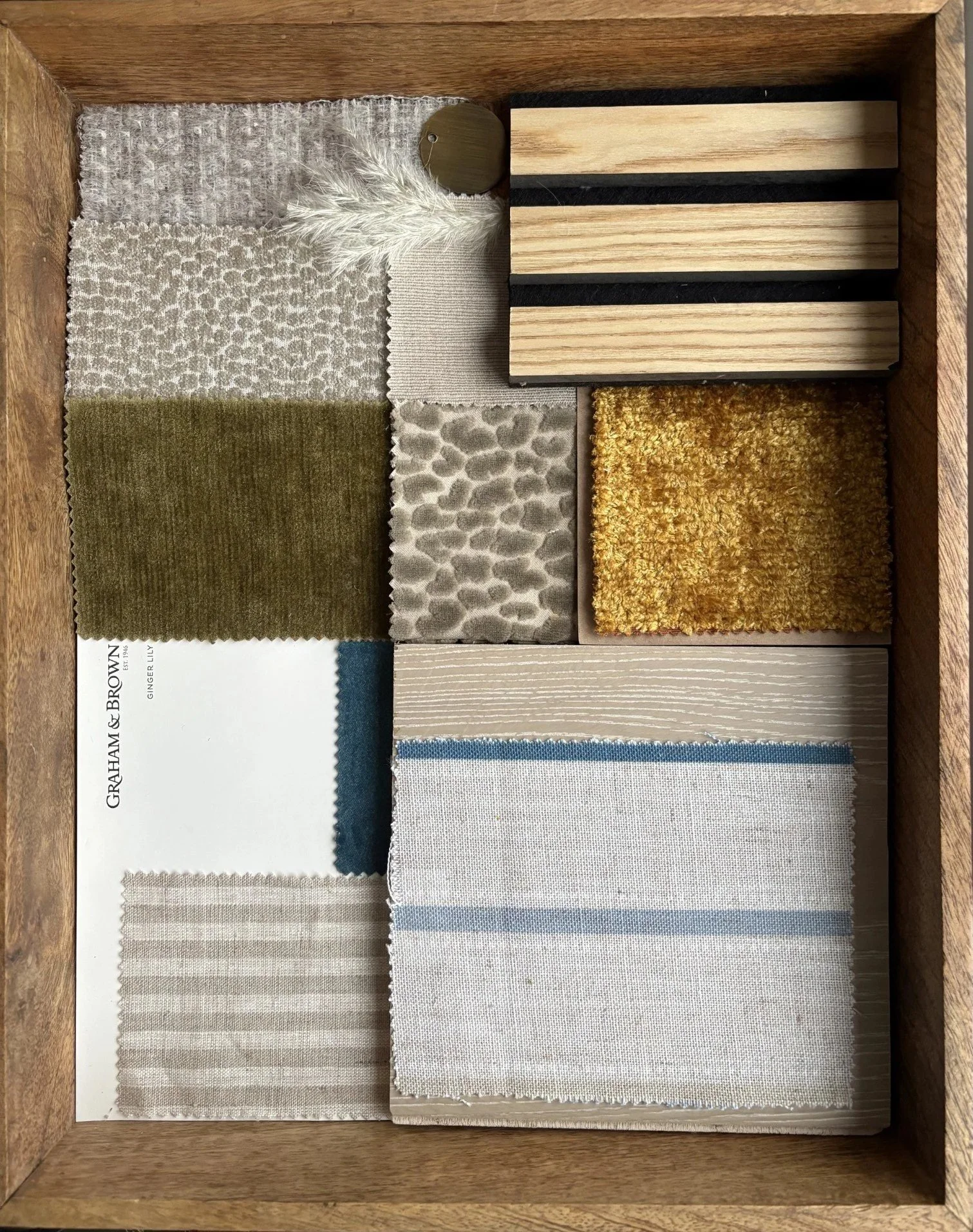 Coordinated interior design samples board