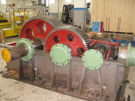 Gearbox undergoing overhaul with new gears